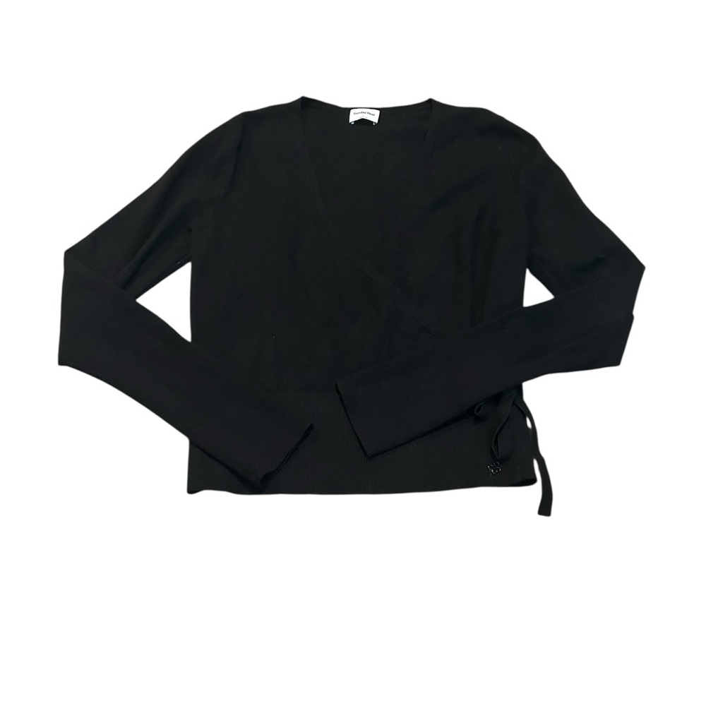 SUNDAY BEST black faux wrap style sweater